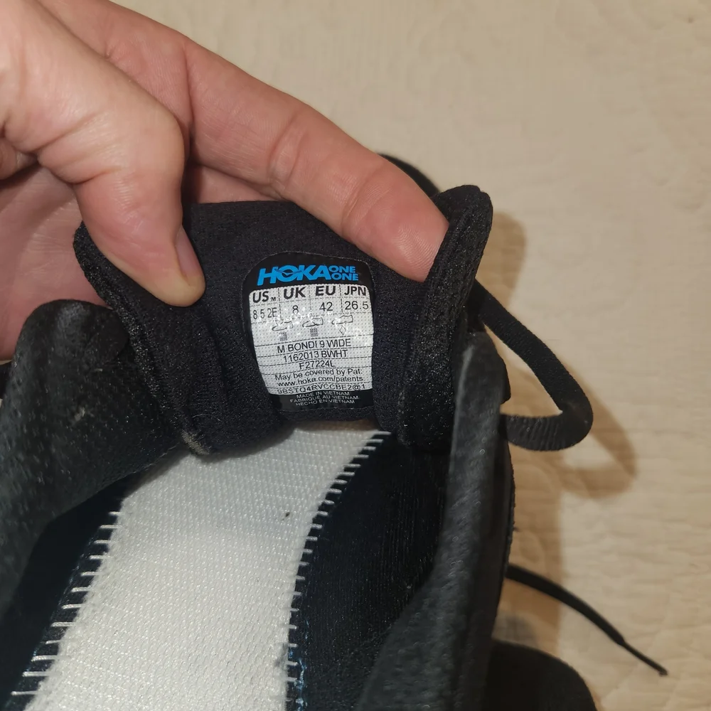 Hoka BONDI 9 Black and White Sneakers